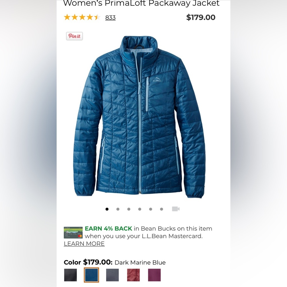 LLBean PrimaLoft Puffer Jacket - petite XS